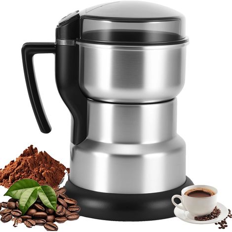 Elektrische Kaffeemühle, schnelles Mahlen, Edelstahlklingen, Silber (1/5)
