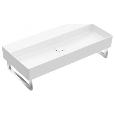Villeroy & Boch Memento 2.0, lavabo suspendu, 1000 x 470 mm, sans trou pour robinet, sans trop-plein, non poli, 4A22A3, Coloris: Ebène, Céramique Plus - 4A22A3S5