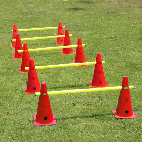 LARS360 Sports - Ensemble de haies emboîtables pour l'agilité, comprenant 12 cônes et 6 poteaux. Kit d'entraînement à la coordination pour enfants, chiens, sports d'équipe et football. (1/5)