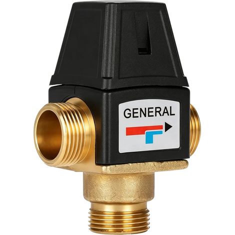 Vanne Mélangeuse Thermostatique DN20, Filetage en Laiton Vanne Mélangeuse pour Chauffe-Eau Douche Commutateur de Commande Automatique D’Eau Chaude, pour Robinet de Cuisine de Salle de Bain (Mâle) (1/5)