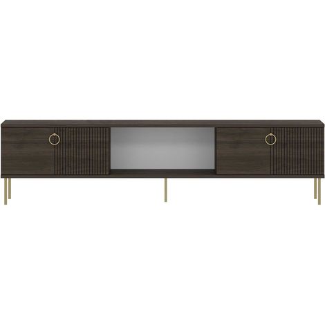Meuble TV 180 cm avec portes et étagère Paye - Noyer (1/4)