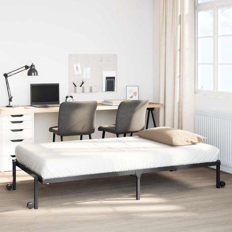 vidaXL Giroletto senza Materasso Pieghevole Nero 100x190 cm in Acciaio