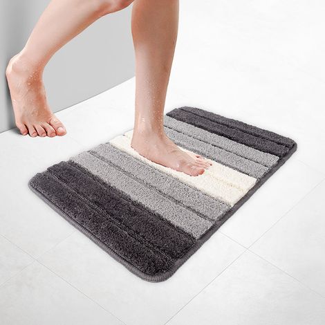 VOUNOT® Badematte Rutschfeste, Mikrofaser Badezimmerteppich Farbverlauf 40x60cm Grau