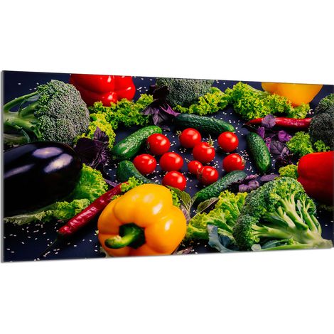 Placa protectora de vidrio para estufa 90x52 Verduras (1/5)
