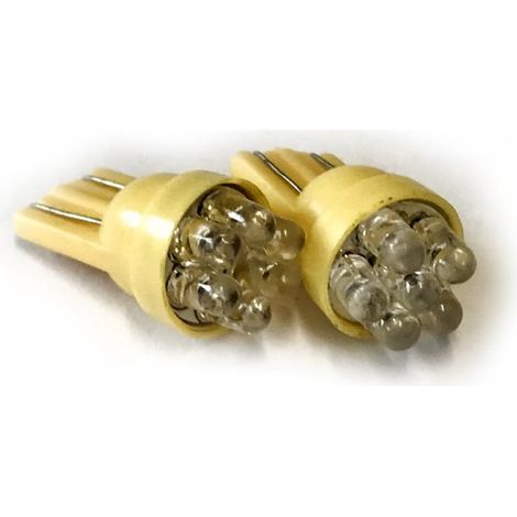 Coppia 2 Lampade Led T10 Con 6 Led F3 Colore Giallo Yellow 12V 0,2W