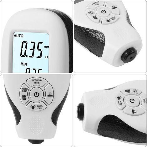 Dilwe Gauge d'épaisseur Testeur d'épaisseur de peinture Testeur de voiture Revêtement de film Épaisseur auto coffret Noir Blanc (1/4)