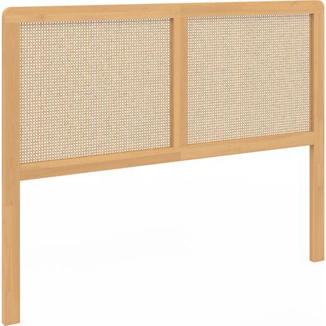 Kopfteil auf Fuß EDHEN 140 cm Rohrgeflecht und Holz