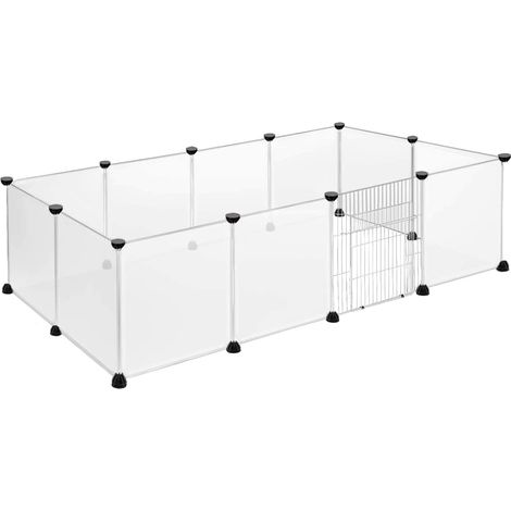 Naizy – Enclos pour chiots 12 pièces 145x75x48cm – Enclos blanc extensible en plastique ABS – Configuration personnalisable avec porte - 12Pcs (1/3)