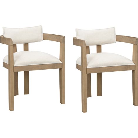 Set di 2 sedie da pranzo 51x49x78,5 cm, sedie da cucina con braccioli, comode, spessore 9,5 cm, ideali per ufficio, sala da pranzo, soggiorno, cucina, camera da letto, colore beige lino