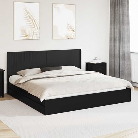 vidaXL Bettgestell mit Stauraum und Kopfteil Schwarz 200 x 200 cm (1/5)