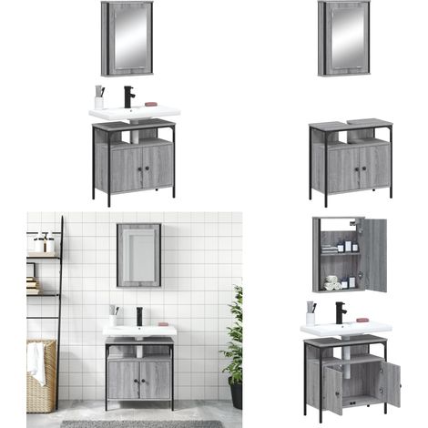 Ensemble de meubles de salle de bain 2 pcs Sonoma gris - Meuble De Salle De Bain - Ensemble Meuble Salle De Bain - Armoire Salle De Bain - Armoire Rangement Salle De Bain - Design Moderne - Home & Liv