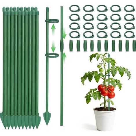 Supports pour plantes – 20 supports réglables de 30 cm pour orchidées, avec pinces et connecteurs, pour tomates et pivoines (1/5)