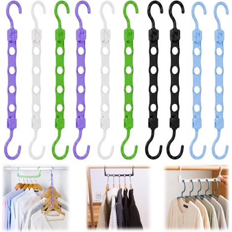 Cintres organisateurs lot de 10 - cintres à 5 trous rotatifs à 360° pour placard et balcon, multicolore, 39 x 6 cm (1/5)