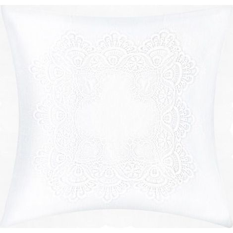 Housse de coussin - AVIZAR - Lot de 2 - 40x40 cm - Broderie - Blanc - Élégance (1/4)