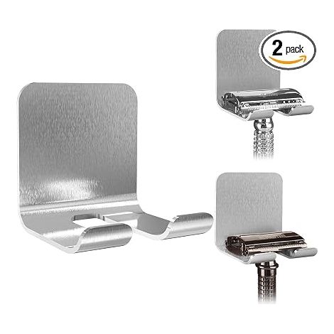 Portarasoio da parete per rasoio di sicurezza, gancio da parete per rasoio, portarasoio autoadesivo compatibile con Vikings, Merkur Double Edge (1/5)