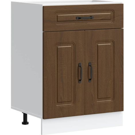 Mobile da cucina Kalmar 60 x 46 x 81,5 cm grande spazio di archiviazione piedini regolabili stile moderno in legno ingegnerizzato rovere marrone 020049917
