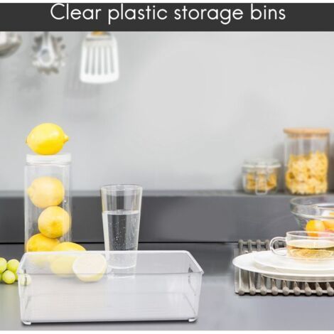NALOOKAMIC Lot de 2 bacs de rangement pour réfrigérateur, en plastique transparent et empilables, avec poignées, pour le garde-manger et la cuisine (1/3)