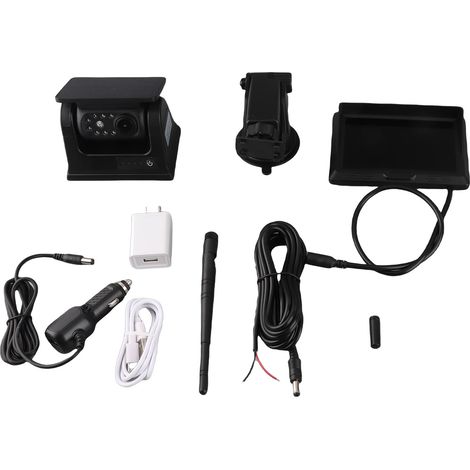 Ortviai Caméra de recul sans fil solaire magnétique 5 pouces étanche IP69 pour camion, camping-car, remorque