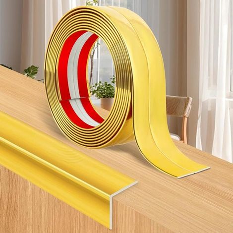 Profilé d'angle autocollant - Bande PVC - Finition des chants - Flexible et pliable - 6 cm x 3 m - Or (1/5)
