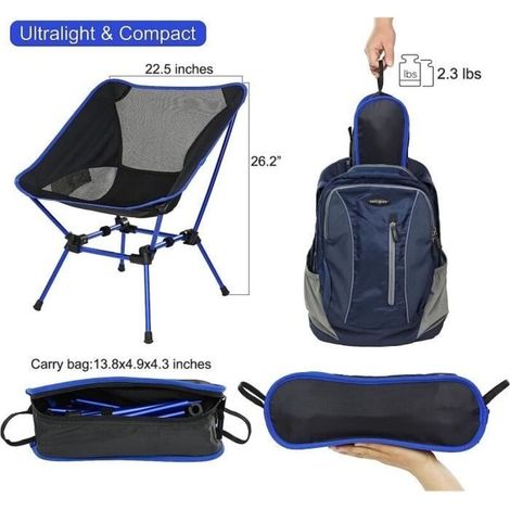 (Bleu Foncé)Chaise de Camping Pliante en Plein Air,Siège Pliable Portable Léger avec Sac de Transport pour Pique-Nique Pêche Camping(Bleu Foncé)