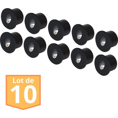 Lot de 10 spots LED muraux ronds noirs 3W 4000K – Économie d'énergie A++ – Angle faisceau 72.3° – Durée de vie 30000h – Horoz Electric (1/2)