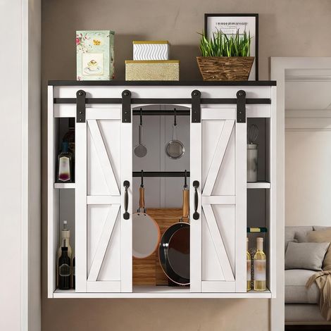 Buffet coloris blanc en MDF 80 x 31 x 76 cm (1/5)