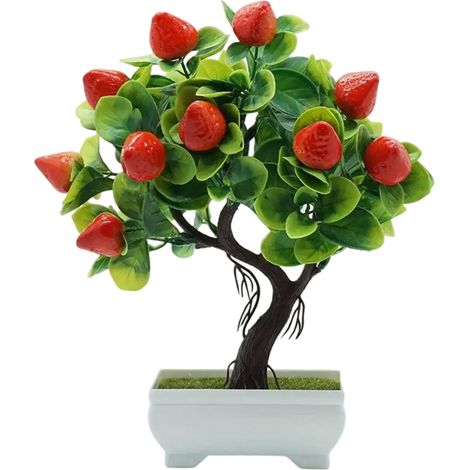 Plante artificielle en pot, type bonsaï, pour la décoration de votre jardin (Fraise) (1/5)