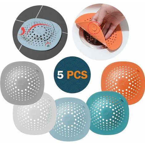 Shower Hair Filter - Silicone Hair Catcher Drain Protectors with Suction Cup, for Shower Sink, Bathtub - 5 Pack (1/5)
