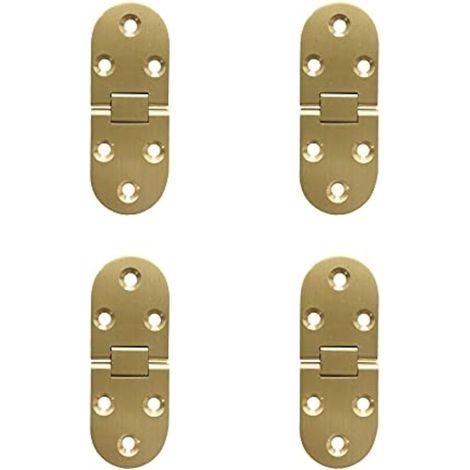 180 Degré Flip Charnières Rabattables en Laiton Bord Rond avec Vis Charnière pour Table Pliante Meubles Armoire Portes Boîte En Bois Anti Rouille Cuivre Polissage Lot de 4 (1/4)