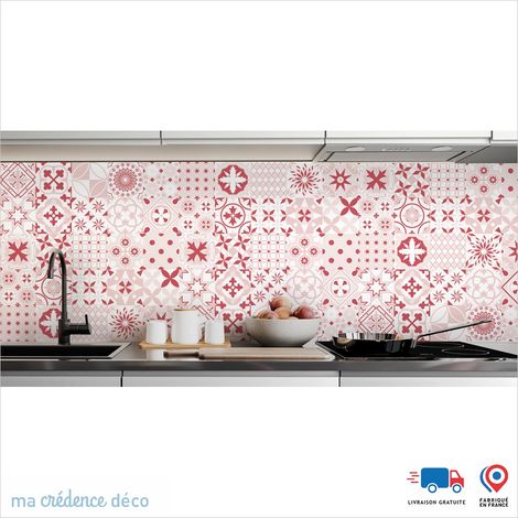 Crédence : Carreaux ciment gris 1 - Couleur Rose clair - Alu composite - 120 - 60 (1/3)
