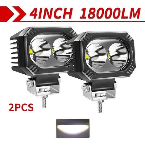 Projecteur de travail LED CO LIGHT 12D 4 pouces 12 V/24 V 4x4 tout-terrain 18 000 lm, projecteurs ultra-lumineux pour moto, voiture, camion, antibrouillard, 3 500 K/6 000 K (2 pièces) (1/5)