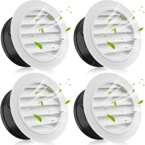 Paquete de 4 respiraderos de plafón de cuatro pulgadas, cubierta de ventilación redonda con mosquitero integrado, cubierta de rejilla con persianas de ABS, respiradero de plafón blanco para secadora (1/5)
