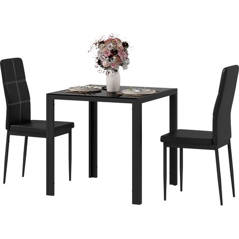 Essgruppe Esstisch mit 4 Stühlen Platzsparend Esszimmergruppe Sitzgruppe Schwarz