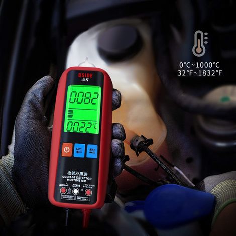 Das professionelle Digitalmultimeter misst Spannung und Temperatur und ist mit einem hintergrundbeleuchteten Display ausgestattet.