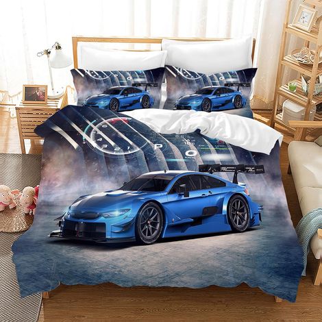 Racing Car Duvet Cover 135 x 200 cm Bedding Set for Boys 1 x Microfibre Duvet Cover + 2 x Pillowcase 50 x 75 cm (SC2) (1/5)