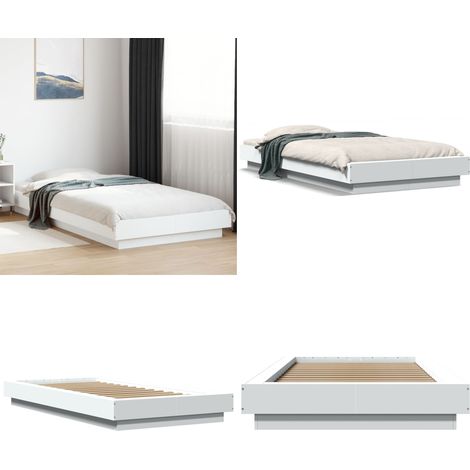 Estructura de cama madera de ingeniería blanca 90x190 cm - Estructura de cama - Cama de ingeniería
