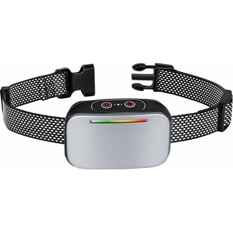 Automatisches Antibellhalsband für Hunde, intelligente Antibellkontrolle, wiederaufladbar, mit statischem Schock, Vibrations- und Tonmodus, wasserdicht (IP67), LED-Anzeige – silberfarben (1/5)