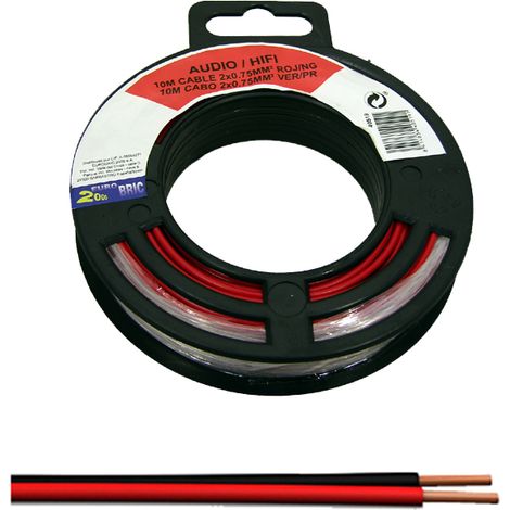 10 metros cable paralelo AUDIO 2x0,75mm² Bicolor Rojo/Negro