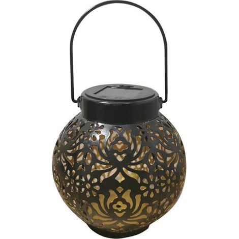 Lampe solaire transfrontalière en fer forgé creux en forme de pivoine, boule à projection étanche pour cour, jardin, villa, balcon, 0032-noir (1/5)