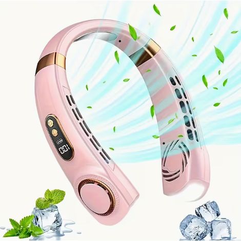 Ventilateur de cou, rechargeable par USB, ventilateur de cou portable silencieux à turbine pour une utilisation en extérieur, mini ventilateur sans pales (1/3)