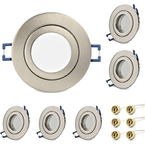 Lot de 6 Cadres Spots GU10 IP44 Spot etanche,livré avec douilles GU10, pour salle de bain salle d'eau douche extérieur,Cadre de Montage encastré Pour lampes halogènes MR16 led module (1/5)