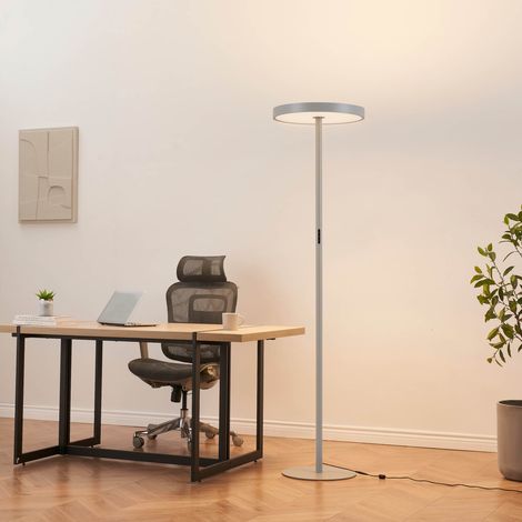Moderne graue dimmbare Arbeitszimmer-Stehleuchte mit wechselbaren Wärmefarben - Nolan