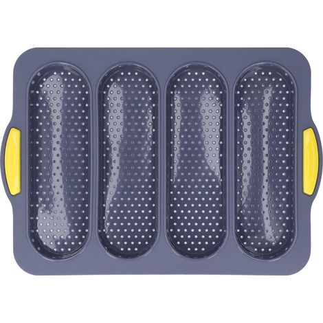 Flexible Silikon-Baguetteform – 4 Rillen, glatte Oberfläche – Backzubehör – Hellgrau