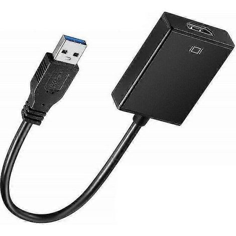 Adaptateur USB vers HDMI 2024 (USB 3.0/2.0 vers HDMI) pour plusieurs écrans, résolution 1080p, compatible avec Windows XP/7/8/10/11 et macOS (noir) (1/4)