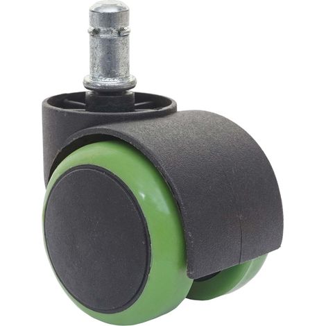 Set 5x ruote per sedie poltrone girevoli 50mm HHG-332 plastica poliuretano verde