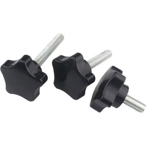 Lot de 4 Vis M10x100mm Moletée Bouton Serrage, DiamTête 38mm, Noir pour Poignée Machine (1/5)