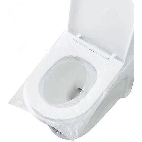 Lot de 50 protège-cuvettes de toilettes jetables en plastique, imperméables, portables, emballés individuellement, en matériau antibactérien, taille standard pour enfants. (1/5)
