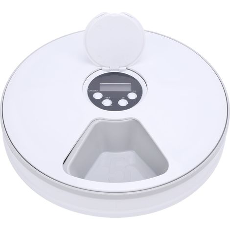 Distributeur automatique de nourriture et d'eau pour chats et chiens, avec contrôle des portions et minuterie. Léger et en plastique. (1/5)