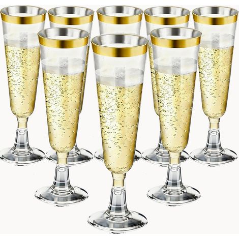 20 verres champagne en plastique, 150 ml verres à champagne réutilisables, transparents pour mariages, anniversaires et fêtes (1/5)