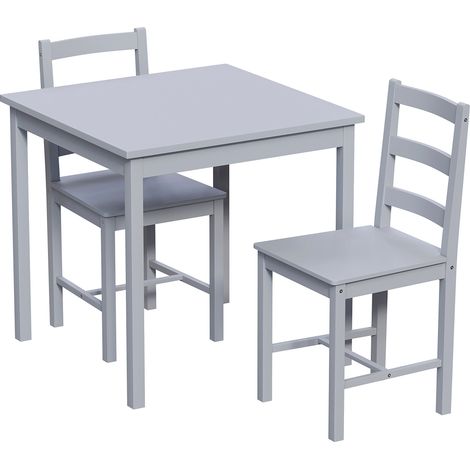 Yorkshire 2 Seater Wooden Dining Table Set Chairs Kitchen Room Furniture, Grey (1/5)